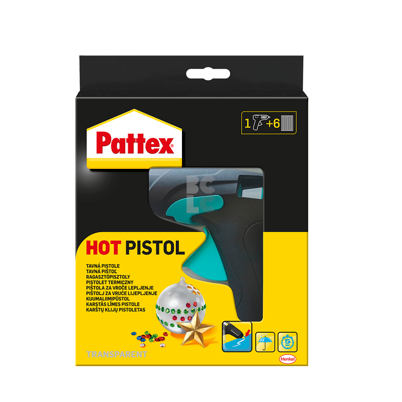 Pištolj za vruće lijepljenje + 6 patrona (set)
