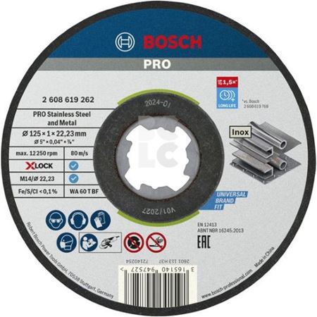 BOSCH rezna ploča X-LOCK SfInox 125x1 ravna