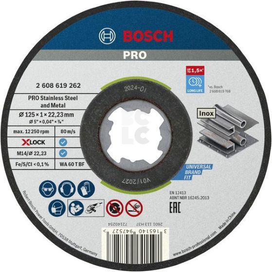 BOSCH rezna ploča X-LOCK SfInox 125x1 ravna
