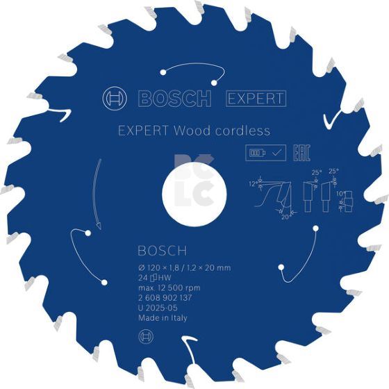 BOSCH List kružne pile EXPERT Wood cordless, 120 x 1,8/1,2 x 20 mm, T24