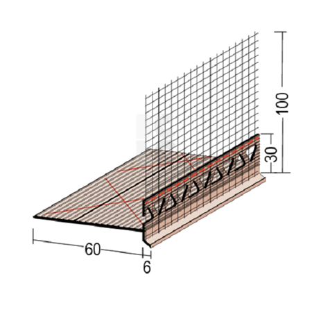 PROTEKTOR cokl profil PVC 60mm okapnicom 6mm  (2m)