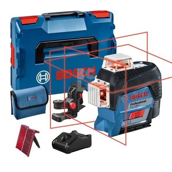BOSCH nivelir laserski križni  GLL 3-80C+laser LR7+L-BOX