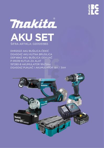 MAKITA aku set DGA504Z+DHR202Z+DDF484Z+191A24-4+197280-8+P-91039