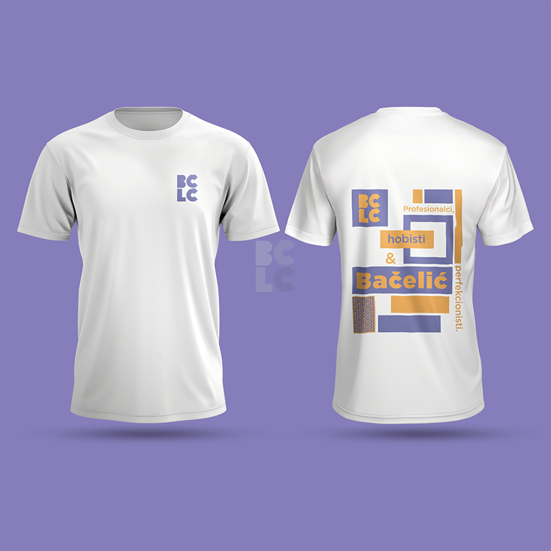 BČLĆ T-shirt, bijela, žuto ljubičasti pattern