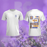 BČLĆ T-shirt, bijela, žuto ljubičasti pattern