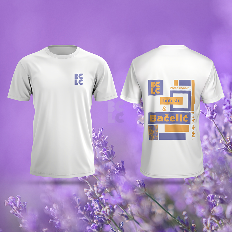 BČLĆ T-shirt, bijela, žuto ljubičasti pattern