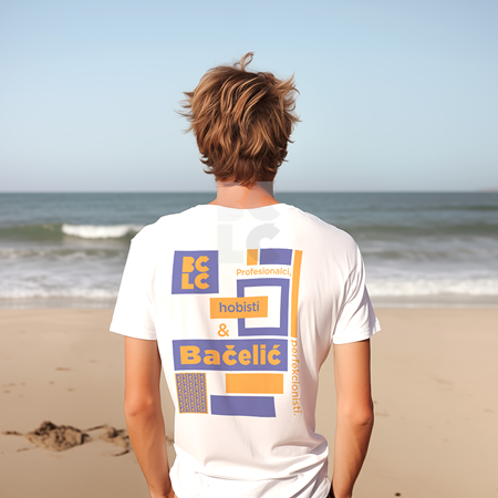 BČLĆ T-shirt, bijela, žuto ljubičasti pattern