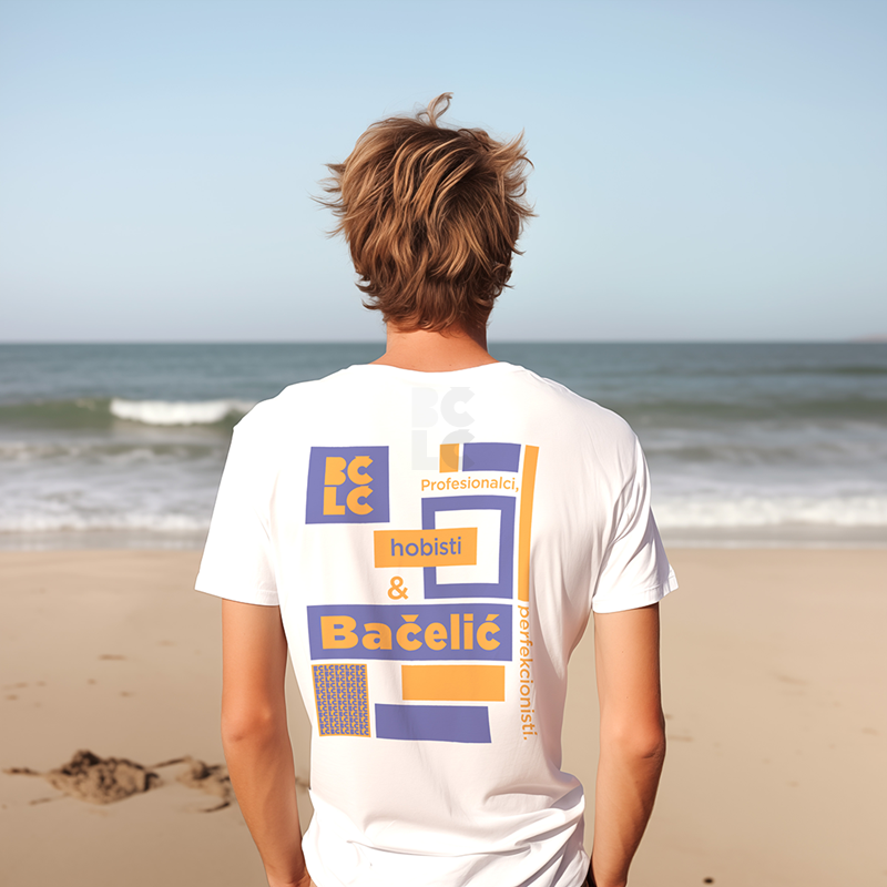 BČLĆ T-shirt, bijela, žuto ljubičasti pattern