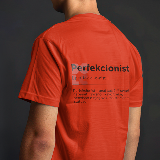 BČLĆ T-shirt, crvena, tamno plavi pattern