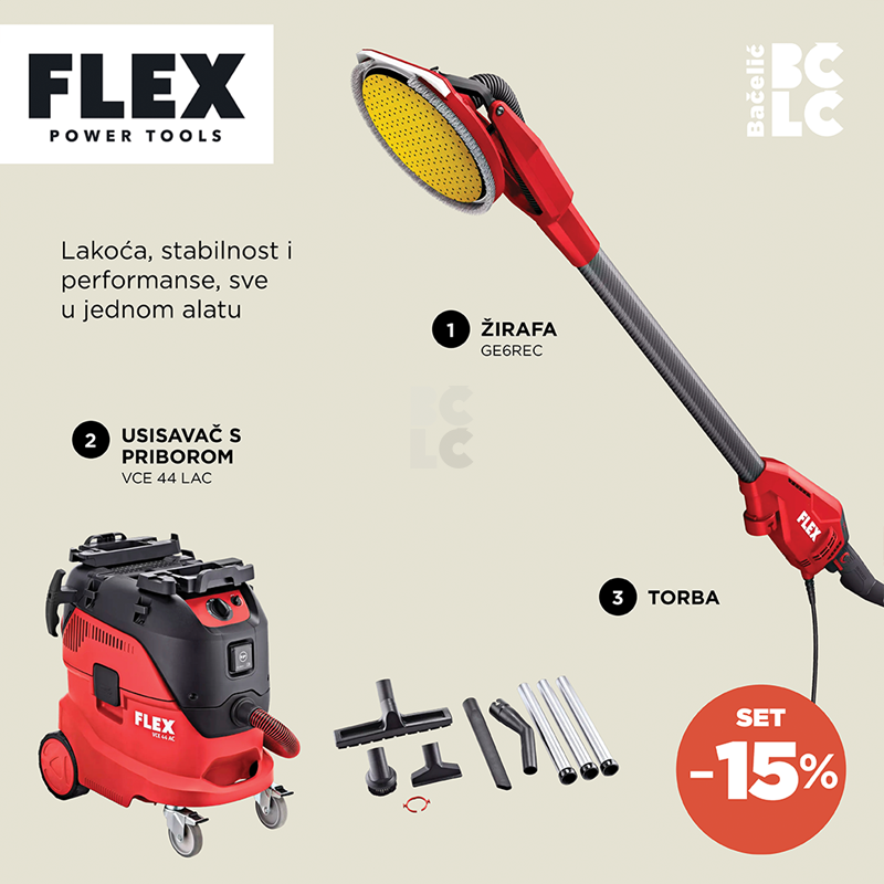 FLEX Žirafa GE6REC+torba+FLEX Usisavač s priborom VCE 44 L AC