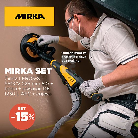 MIRKA LEROS žirafa za brušenje 225 mm + torba + usisavač DE 1230