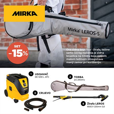 MIRKA LEROS žirafa za brušenje 225 mm + torba + usisavač DE 1230