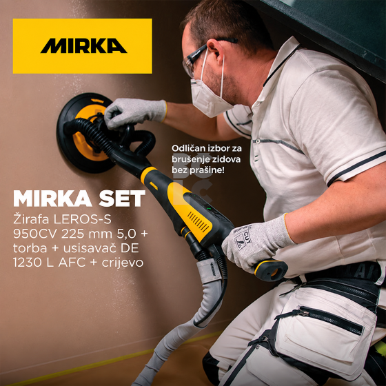 MIRKA LEROS  950CV 225mm 5,0 + torba + MIRKA usisavač DE 1230