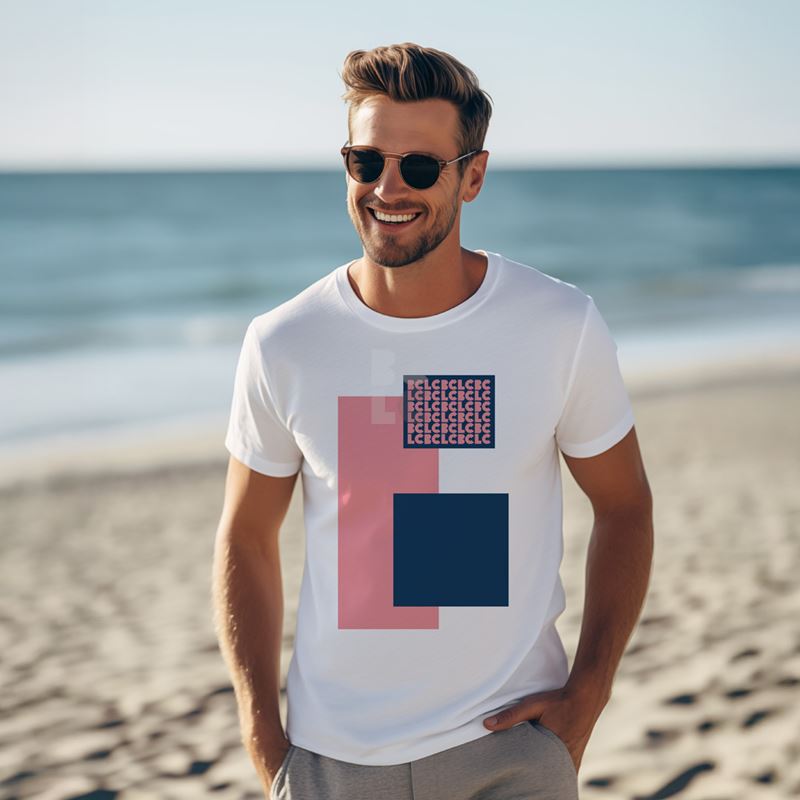 BČLĆ T-shirt, bijela, rozo plavi pattern