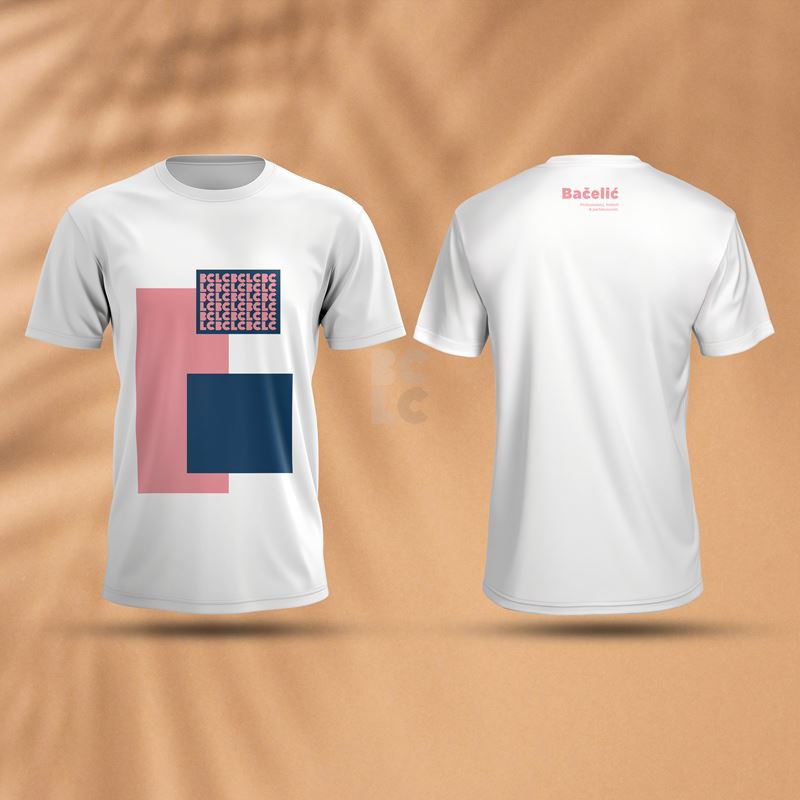 BČLĆ T-shirt, bijela, rozo plavi pattern