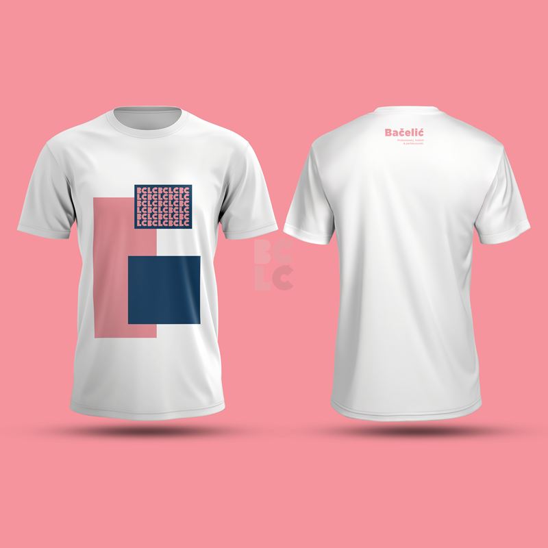 BČLĆ T-shirt, bijela, rozo plavi pattern