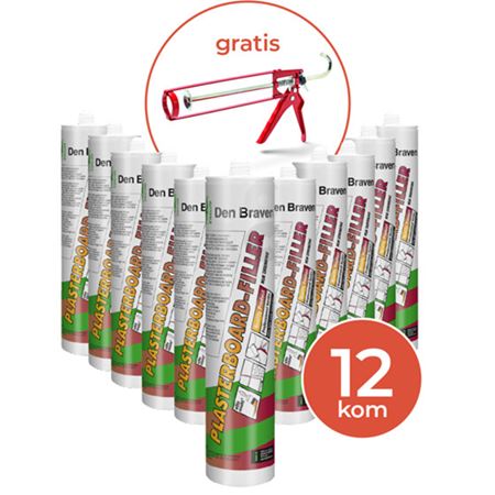 ZWALUW PLASTERBOARD FILLER Akrilni kit (310ml) bijeli-paket 12kom+pištolj gratis