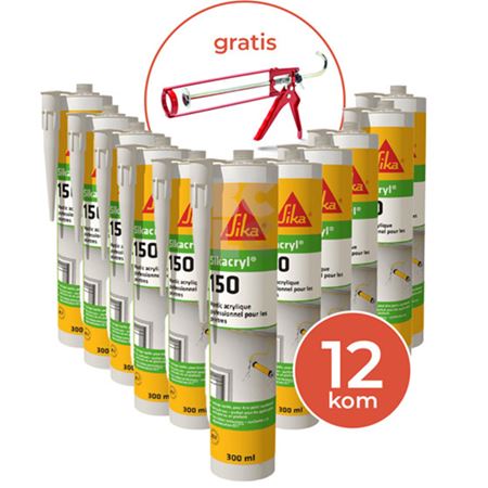 SIKACRYL S Akrilni kit (300ml) bijeli - paket 12 kom + pištolj gratis