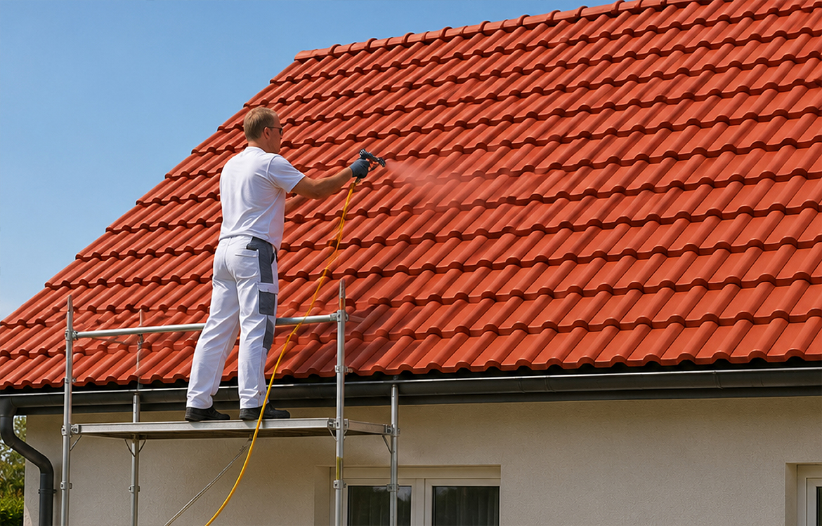 Bojanje crijepa nanošenjem krovnog premaza airless uređajem