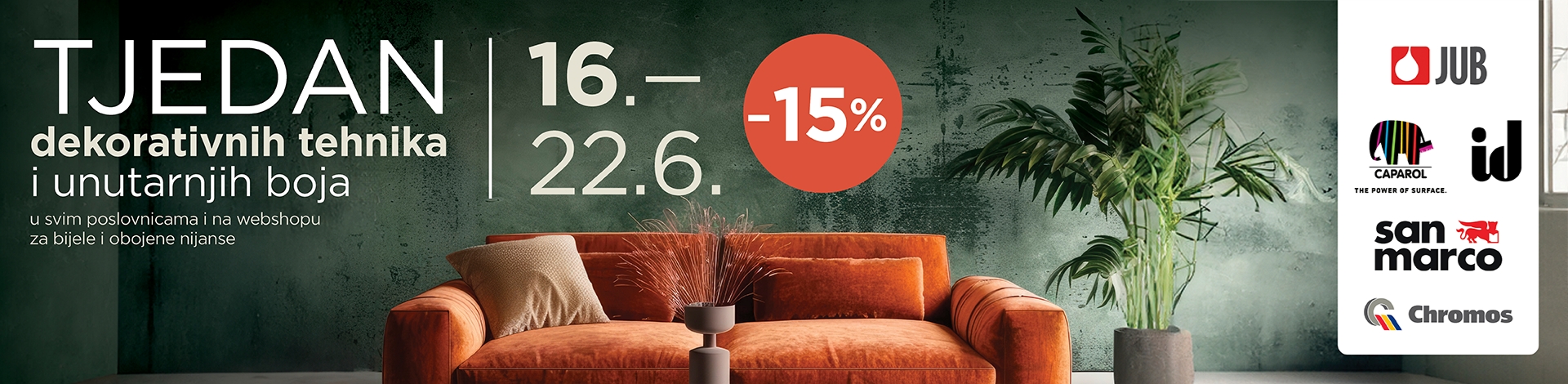 Tjedan boja – 15% popusta na sve unutarnje i dekorativne boje!