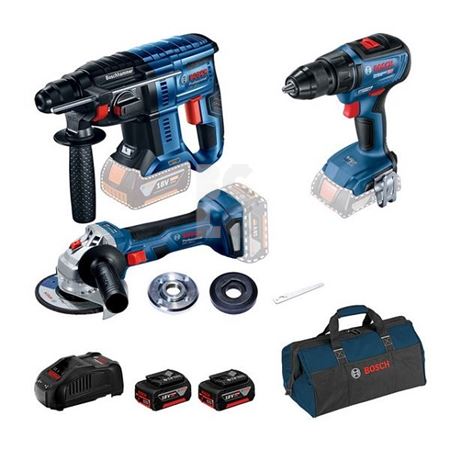 BOSCH Set GBH 180-LI+GSR18V-50+GWS180-LI+2xGBA 18V 5.0Ah