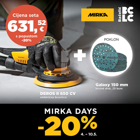 MIRKA DEROS II 650 CV 150mm 5,0 + Galaxy brusni velcro 150mm (25kom)