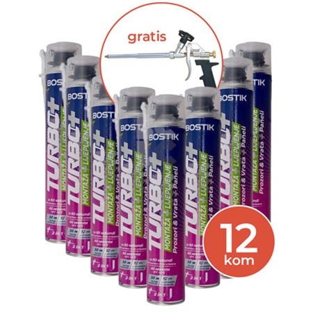 PU PJENA 750ml TURBO+ PU; 2x60sec BOSTIK - paket 12 kom + pištolj gratis
